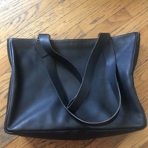 vintage 90s coach tote bag navy blue leather